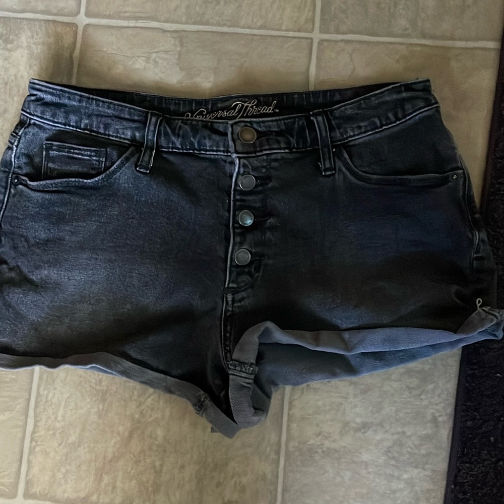 Black universal thread jeans high rise shortie style